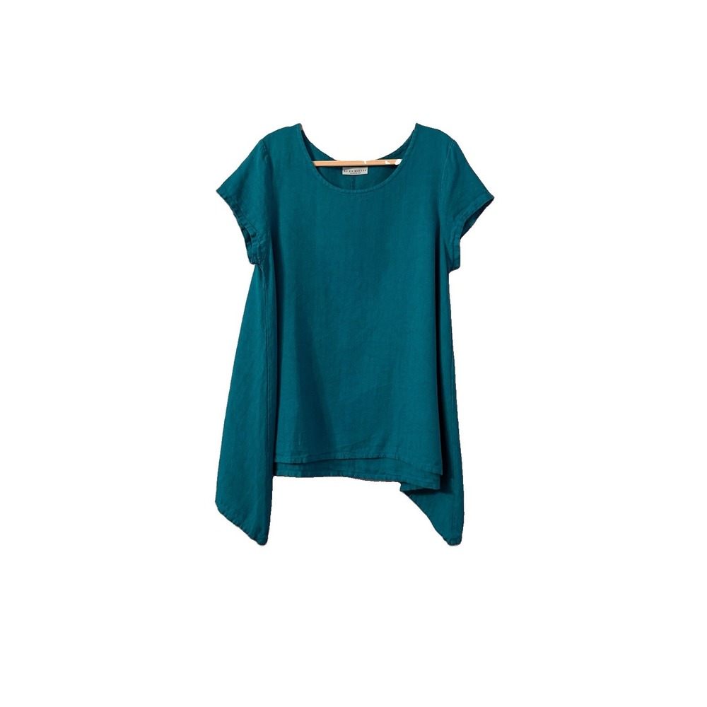 Bryn Walker Linen Tunic Top Size S Oversized Med Weight Asymmetrical Lagenlook